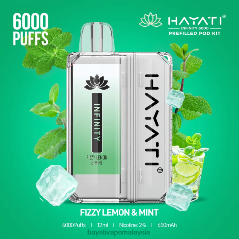 Hayati Infinity 6000 kit pod limau bergas & pudina 82Z4B147 Hayati Vapes Wholesale
