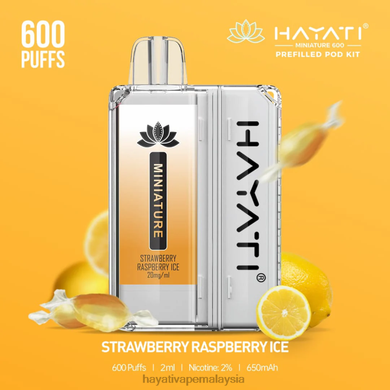 Hayati Miniature 600 kit pod ais raspberi strawberi 82Z4B47 Hayati Vapes Wholesale