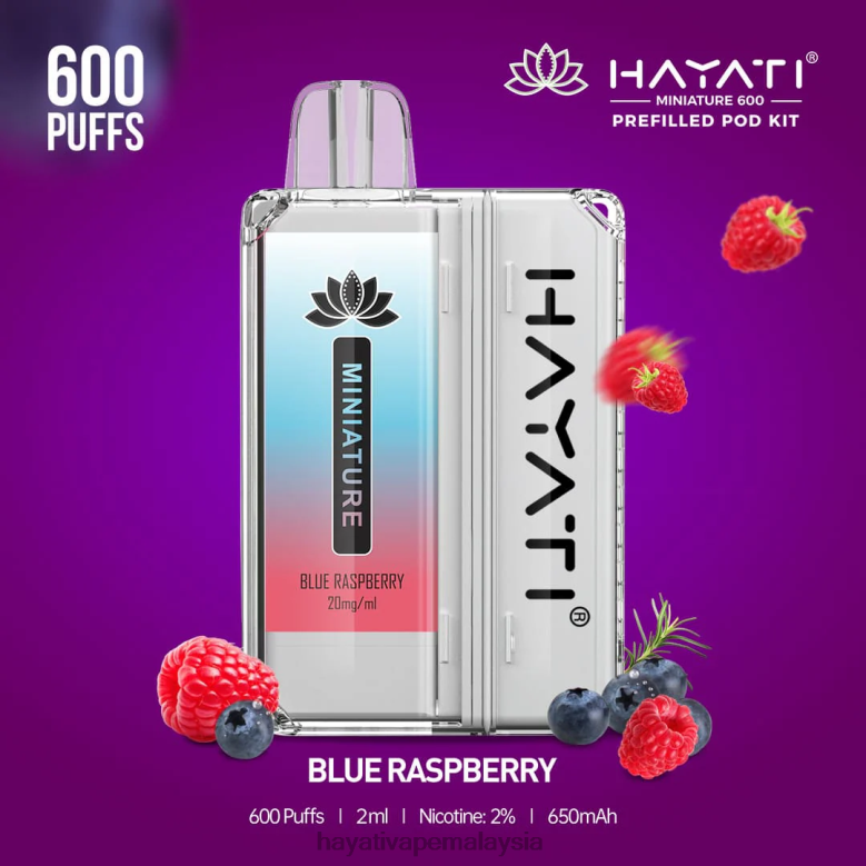 Hayati Miniature 600 kit pod rasberi biru 82Z4B30 Hayati Flavour Vapes