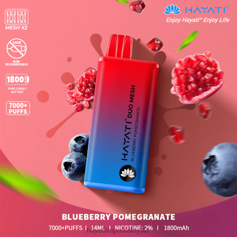Hayati Duo Mesh pakai buang buah delima blueberry 82Z4B186 Hayati Vape Near Me