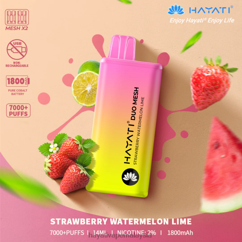 Hayati Duo Mesh pakai buang limau tembikai strawberi 82Z4B183 Hayati Vape Malaysia