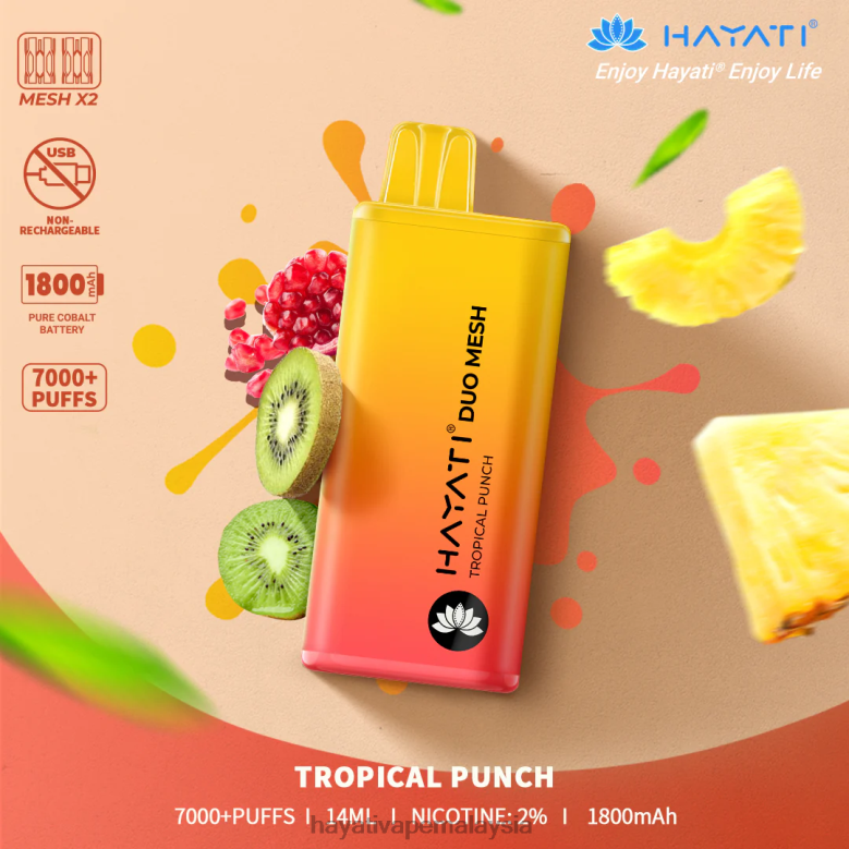 Hayati Duo Mesh pakai buang pukulan tropika 82Z4B184 Hayati Vape Liquid