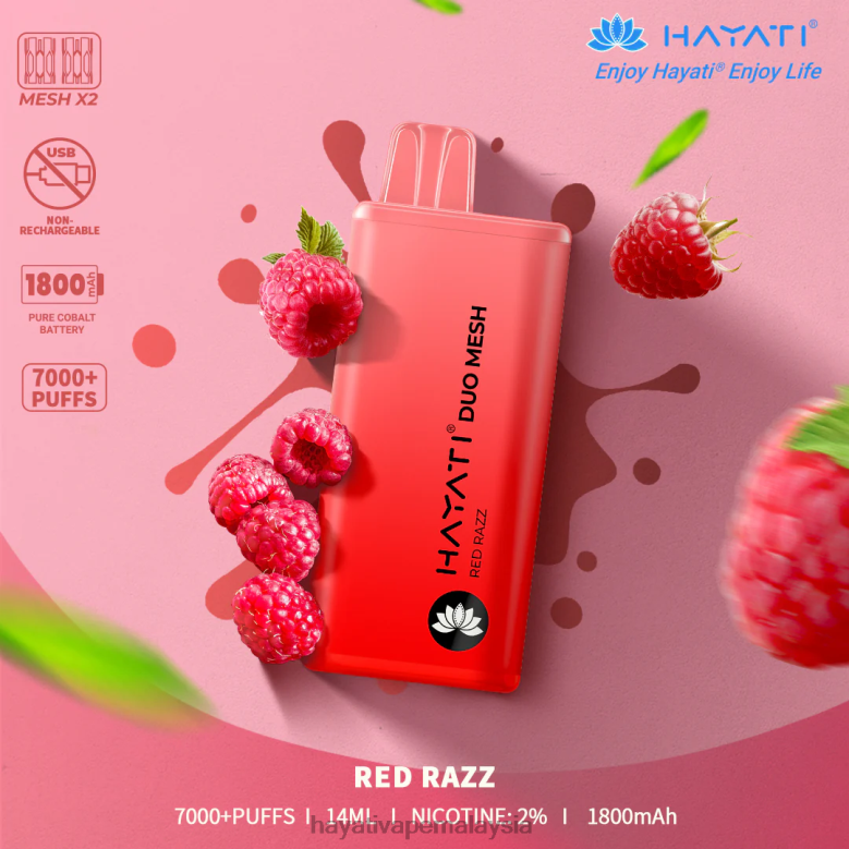 Hayati Duo Mesh pakai buang razz merah 82Z4B179 Hayati Flavour List