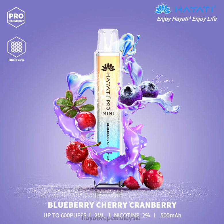 Hayati Pro Mini pakai buang blueberry cherry cranberry 82Z4B5 Hayati Vape Review