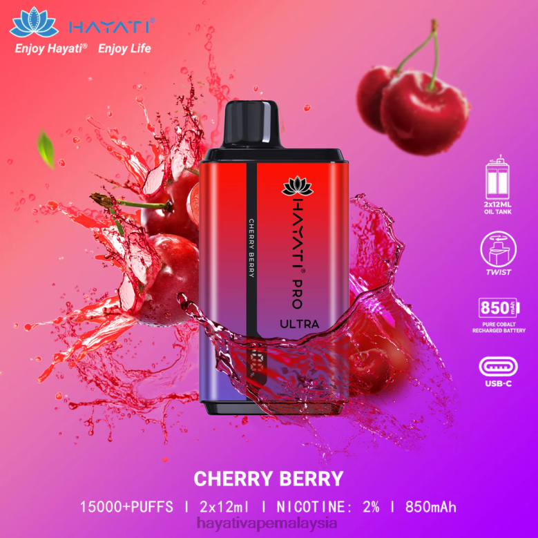 Hayati Pro Ultra pakai buang 15000 sedutan buah ceri 82Z4B199 Hayati Flavour List