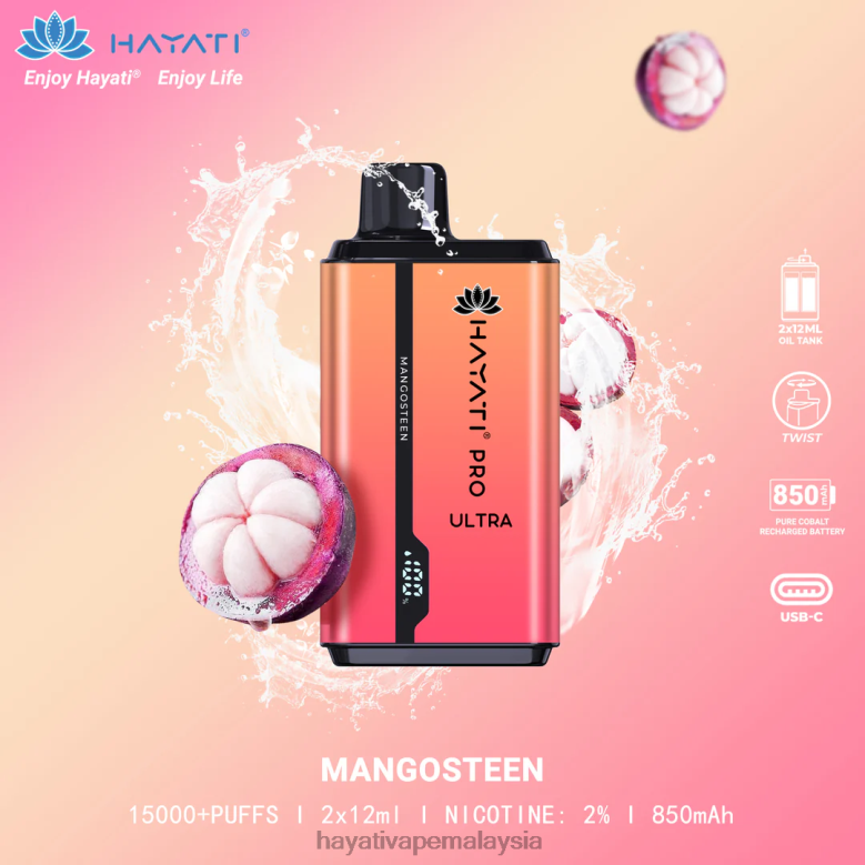 Hayati Pro Ultra pakai buang 15000 sedutan manggis 82Z4B205 Hayati Vape Review