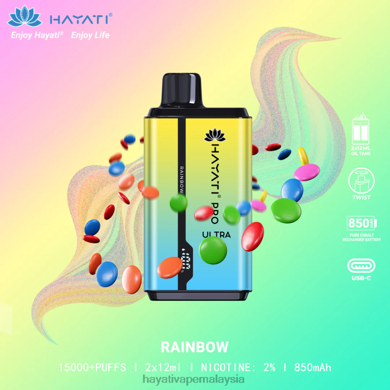 Hayati Pro Ultra pakai buang 15000 sedutan pelangi 82Z4B209 Hayati Flavour List