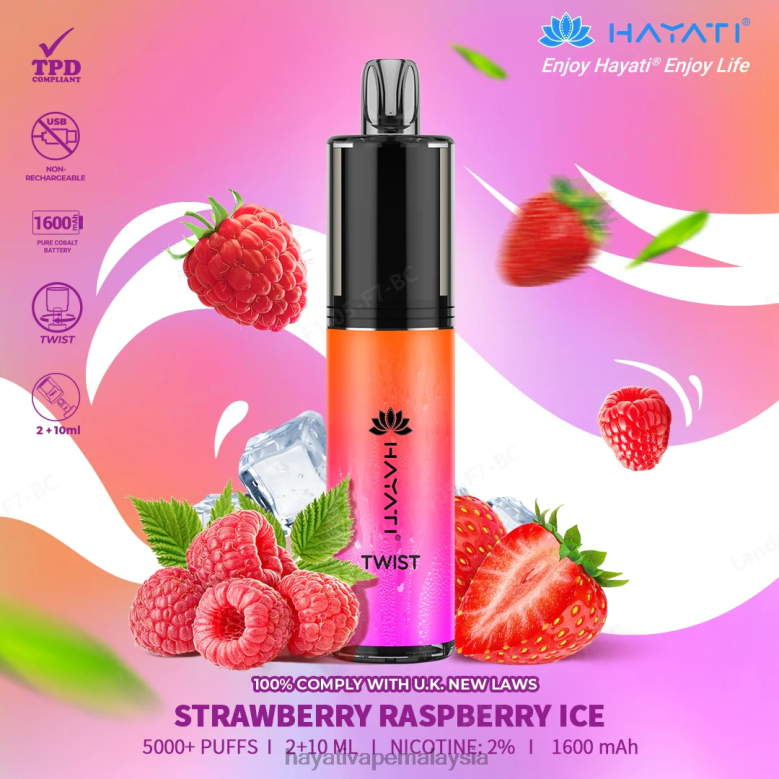 Hayati Twist pakai buang ais raspberi strawberi 82Z4B85 Hayati Vape Review