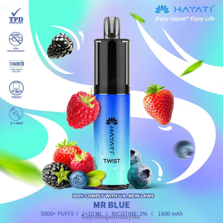 Hayati Twist pakai buang encik biru 82Z4B77 Hayati Vapes Wholesale