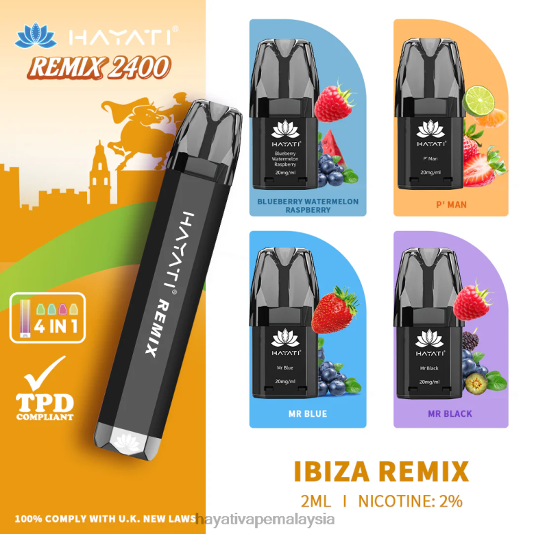 Hayati Remix sistem pod praisi 2400 sedutan ibiza remix 82Z4B55 Hayati Vape Review